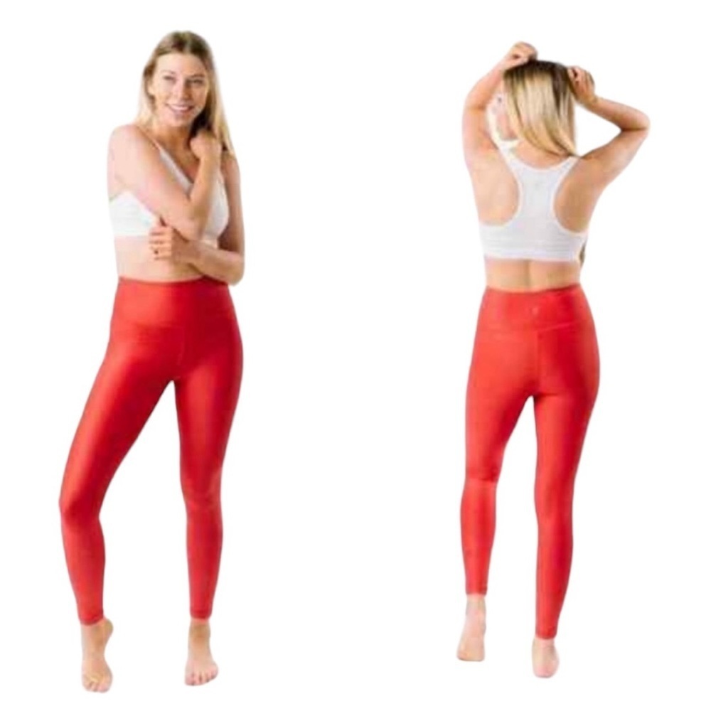 Zyia Active - Red Metallic Light N Tight High Rise Full Length Leggings Sz 14-16 - Picture 2 of 9